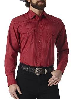 Wrangler Herren Sport Western Two Pocket Langarm Snap Shirt, Wein, XX-Large von Wrangler