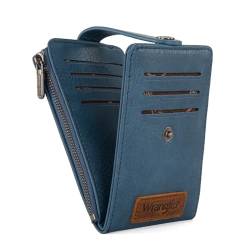 Wrangler Kartenetui für Damen, schlanke Brieftaschen mit Reißverschluss, Münzgeldbörse, Hell, blau, Trendig von Wrangler