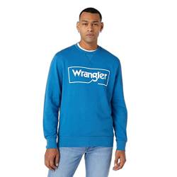 Wrangler Men's Frame Logo Crew Sweater, Blue, Small von Wrangler