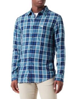 Wrangler Men's LS 1 PKT Shirt, Hydro Indigo, L von Wrangler