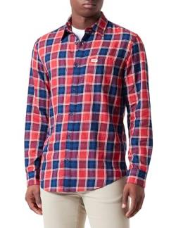 Wrangler Men's LS 1 PKT Shirt, RED Indigo, L von Wrangler