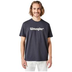 Wrangler Men's Logo Tee T-Shirt, Black, M von Wrangler