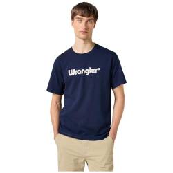Wrangler Men's Logo Tee T-Shirt, Navy, L von Wrangler