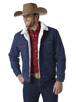 Wrangler Men's Western Style Lined Denim Jacket, Large, Denim/Sherpa von Wrangler