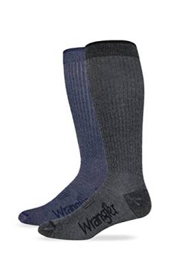 Wrangler Mens Lightweight Ultra Dri over the calf Boot Socks 2 Pair (Large, Black/Navy) von Wrangler