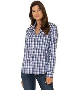 Wrangler Riggs Workwear Damen Long Sleeve Two Pocket Workshirt Hemd mit Button-Down-Kragen, blau/weiß, Groß von Wrangler