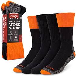 Wrangler Socken für die Arbeit – Warnschutz-Herrensocken – Crew-Stiefelsocken für Herren, Größe 44-47, Schwarz/Orange von Wrangler