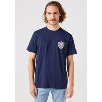 Wrangler T-Shirt AMERICANA mit Markenlabel auf der Brust von Wrangler