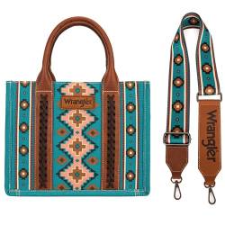 Wrangler Tragetasche für Damen, Azteken-Handtaschen, Western-Geldbörsen für Frauen, Angel Diamond Dark Turquoise-Gitarrengurt M von Wrangler