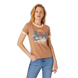 Wrangler Women's Ringer Tee T-Shirt, Brown, Small von Wrangler