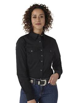 Wrangler Women's Western Yoke Two Snap Flap Pocket Shirt, Black, 3X-Large von Wrangler