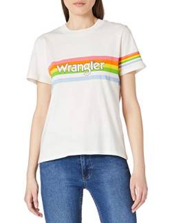 Wrangler Womens HIGH Rib Regular Tee T-Shirt, Worn White, L von Wrangler