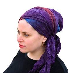 Wrapunzel Maßgeschneiderte rechteckige Schals und Tichels für das Einwickeln von Hijab Chemo-Abdeckungen bequeme leichte Stoffe, Lila Aquarell Schal (64″x 24″), 64″x 24″ von Wrapunzel