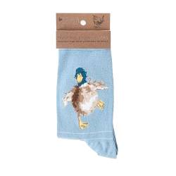 Wrendale - Sock014 - Socken "A Waddle And A Quack", Ente, blau, Größe M von Wrendale Designs