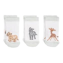 Wrendale - LTW-SOCK005 - Little Wren Baby Socken Set, 3 Paar, Zebra, Löwe, Giraffe, waschbar, 0-6 Monate von Wrendale