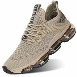 Zapatos Herren-Turnschuhe mit Luftpolster, lässig, atmungsaktiv, für Laufen, Tennis, Fitnessstudio, Sport-Sneaker, beige, 42 1/3 EU von Wrezatro