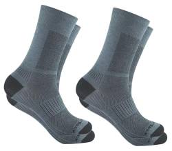 Wrightsock - 2 Paar Herren/Damen Profi Sportsocken im Doppelpack Sparpack, Laufsocke Modell Coolmesh II in grau, Anti-Blasen-System, doppellagig, Crew (wadenhoch), Gr. L von Wrightsock