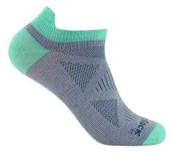 Wrightsock Damen Profi Sportsocke Sneakers Modell Coolmesh II Women in hellgrau mint, Anti-Blasen-System, doppel-lagig, Low Tab kurz - Gr. L von Wrightsock