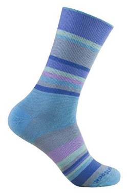 Wrightsock Profi Sportsocke, Laufsocke, Wandersocke in blau Stripes gestreift, doppel-lagig, STRIDE crew lang - Gr.M von Wrightsock