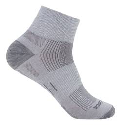 Wrightsock Profi Sportsocke, Laufsocke, Wandersocke in hellgrau Modell Eco Explore, Anti-Blasen-System, doppel-lagig, Quarter (knöchelhoch), Gr. XL von Wrightsock