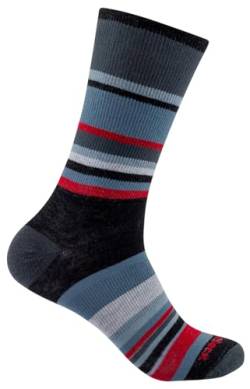 Wrightsock Profi Sportsocke, Laufsocke, Wandersocke in rot grau schwarz Stripes gestreift, doppel-lagig, STRIDE crew lang - Gr.L von Wrightsock