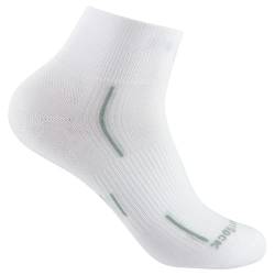 Wrightsock Profi Sportsocke, Laufsocke, Wandersocke in weiß, Modell Stride, Anti-Blasen-System, doppel-lagig, Quarter mittellang, Gr. M von Wrightsock