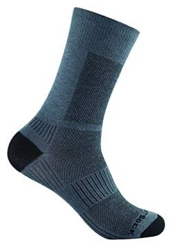 Wrightsock Profi Sportsocke, Laufsocke Modell Coolmesh II in Grau, Anti-Blasen-System, doppellagig, Crew lang, Gr. L von Wrightsock