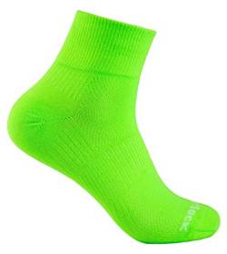 Wrightsock - Profi Sportsocke, Laufsocke Modell Coolmesh II in Neon Grün, Anti-Blasen-System, doppellagig, Quarter mittellang, Gr. M von Wrightsock