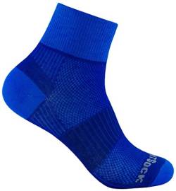 Wrightsock Profi Sportsocke, Laufsocke Modell Coolmesh II in blau-royal, Anti-Blasen-System, doppel-lagig, Quarter mittellang, Gr. XL von Wrightsock