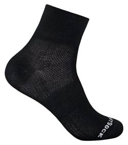 Wrightsock - Profi Sportsocke, Laufsocke Modell Coolmesh II in schwarz, Anti-Blasen-System, doppellagig, Quarter mittellang, Gr. L von Wrightsock