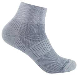 Wrightsock - Profi Sportsocke, Laufsocke Modell Coolmesh II mit leichtem Grau, Anti-Blasen-System, doppellagig, Quarter mittellang, Gr. S von Wrightsock