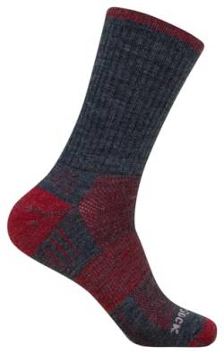 Wrightsock Profi Sportsocke, Wandersocke in anthrazit bordeaux, Merino Wolle, Anti-Blasen-System, doppel-lagig, Crew (wadenhoch), Gr. L von Wrightsock