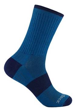 Wrightsock Profi Sportsocke, Wandersocke in azure blau, Anti-Blasen-System, doppel-lagig, Crew lang, Gr. L von Wrightsock