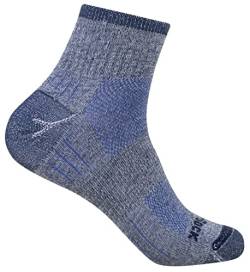 Wrightsock Profi Sportsocke, Wandersocke in blau grau, Modell Escape, Anti-Blasen-System, doppel-lagig, Quarter (knöchelhoch), Gr. S von Wrightsock