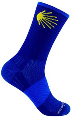 Wrightsock Profi Sportsocke, Wandersocke in marine royal, Anti-Blasen-System, doppel-lagig, Crew lang - Stick Jakobsweg - Gr. S von Wrightsock