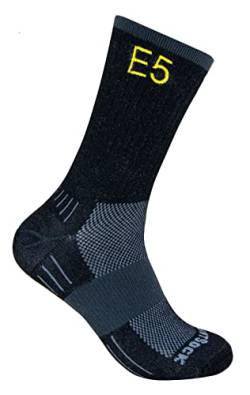 Wrightsock Profi Sportsocke, Wandersocke in schwarz, Anti-Blasen-System, doppel-lagig, Crew (wadenhoch), Fernwanderweg E5-Edition, Gr. L von Wrightsock