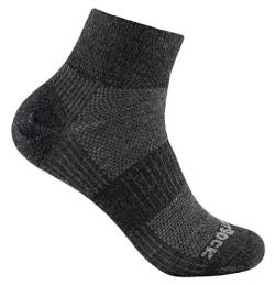 Wrightsock Profi Sportsocke grau mittellang Quarter Coolmesh II Merino Wolle in grau anthrazit schwarz, anti-blasen, Gr. XL von Wrightsock