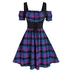 Writtian Damen Bayerisches Bierfest Kostüme Frauen Oktoberfest Karneval Trachtenkleid Mittelalter Vintage Maidservant Kleid Cosplay Kostüm Mini Dirndl Kleid Sexy Midi-Kleid von Writtian