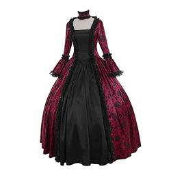 Writtian Karneval Fasching Damen Mittelalterliche Kleid mit Trompetenärmel Mittelalter Party Kostüm Cosplay Gothic Retro Kleid Party Kostüm Viktorianischen Königin Kleider Kleidung Partykleider von Writtian