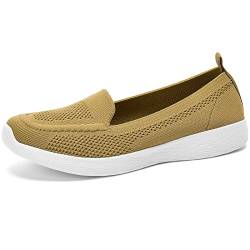 Wryweir Frauen Laufschuhe Turnschuhe Sportschuhe Sneakers Halbschuhe Loafers Slippers leicht atmungsaktive Workout Bequem Mesh Wandern,38 EU Khaki von Wryweir