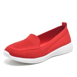 Wryweir Frauen Laufschuhe Turnschuhe Sportschuhe Sneakers Halbschuhe Loafers Slippers leicht atmungsaktive Workout Bequem Mesh Wandern A/Rot 39 EU von Wryweir