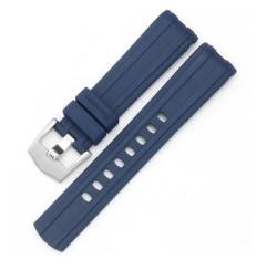 Wscebck 20 mm Uhrenarmband Ersatz für Omega Seamaster 300 Curved End Fluoröses Gummi Silikon Armband Edelstahlschnalle (Farbe: Blau, Größe: 20 mm) von Wscebck