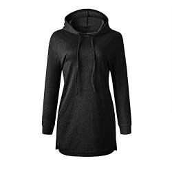 Wtinfer Damen Hoodie Kleid Pullover Langarm Sweatshirtkleid Kapuzenpullover Sweatshirt Casual Täglich Herbst Pulli Kleider Sweatjacke Jumper (Schwarz, M) von Wtinfer