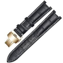 Wtukmo Gnuine Lederarmband für GC-Armband, 22 x 13 mm, 20 x 11 mm, gekerbtes Armband mit Edelstahl-Schmetterlings-Schnalle, 20-11mm, Achat von Wtukmo