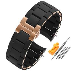 Wtukmo Gummi-Armband, Silikon-Armband, roségoldene Schnalle, für Armani AR5905, AR5906, AR5919, AR5920, 20, 23 mm Uhrenarmband, 23 mm, Achat von Wtukmo