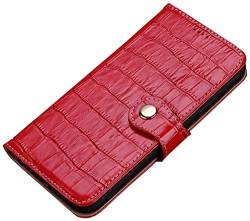 Wtukmo Krokodil-Textur-Klapp-Handyhülle, Leder [Ständer] [Kartenhalter] Brieftaschen-Abdeckung für Apple iPhone 12 (2020) 6,1 Zoll (Farbe: Rot) von Wtukmo