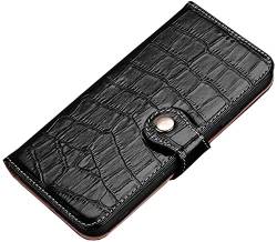 Wtukmo Krokodil-Textur-Klapp-Handyhülle, Leder [Ständer] [Kartenhalter] Brieftaschen-Abdeckung für Apple iPhone 12 (2020) 6,1 Zoll (Farbe: Schwarz) von Wtukmo