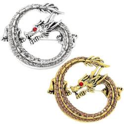 2 Stück Sternzeichen-drachen-brosche Vintage Exquisiter Drache Spuckende Perlen Schmucknadeln Corsage Kleidungszubehör von Wudaizhi