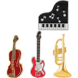 4pcs Niedliche Pin -set -musikinstrumentenabzeichen Vintage Geigens Gitarre Klavier Brosche Musiknotiz Anläuferstifte von Wudaizhi