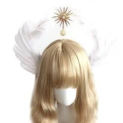 Halo Crown Stirnbandgöttin Kopfbedeckungen Brauthochzeit Krone Halo Kopfschmuck Engel Feder Flügel Tiarkronen Für Frauen von Wudaizhi